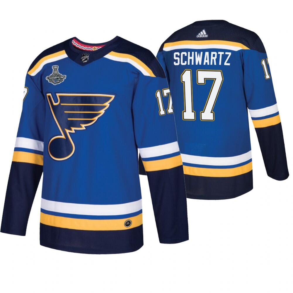 Men's St. Louis Blues #17 Jaden Schwartz 2019 Blue Fashion Stanley Cup Champions Stitched NHL Jersey